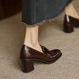 Patent Block-Heel Loafers