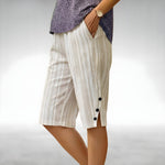 Laurel | Knee-Length Shorts with Buttoned Side Slits