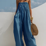 Wide-Leg Denim Jumpsuit