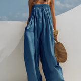 Wide-Leg Denim Jumpsuit