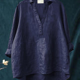 Elegant Summer Blouse in Black Linen