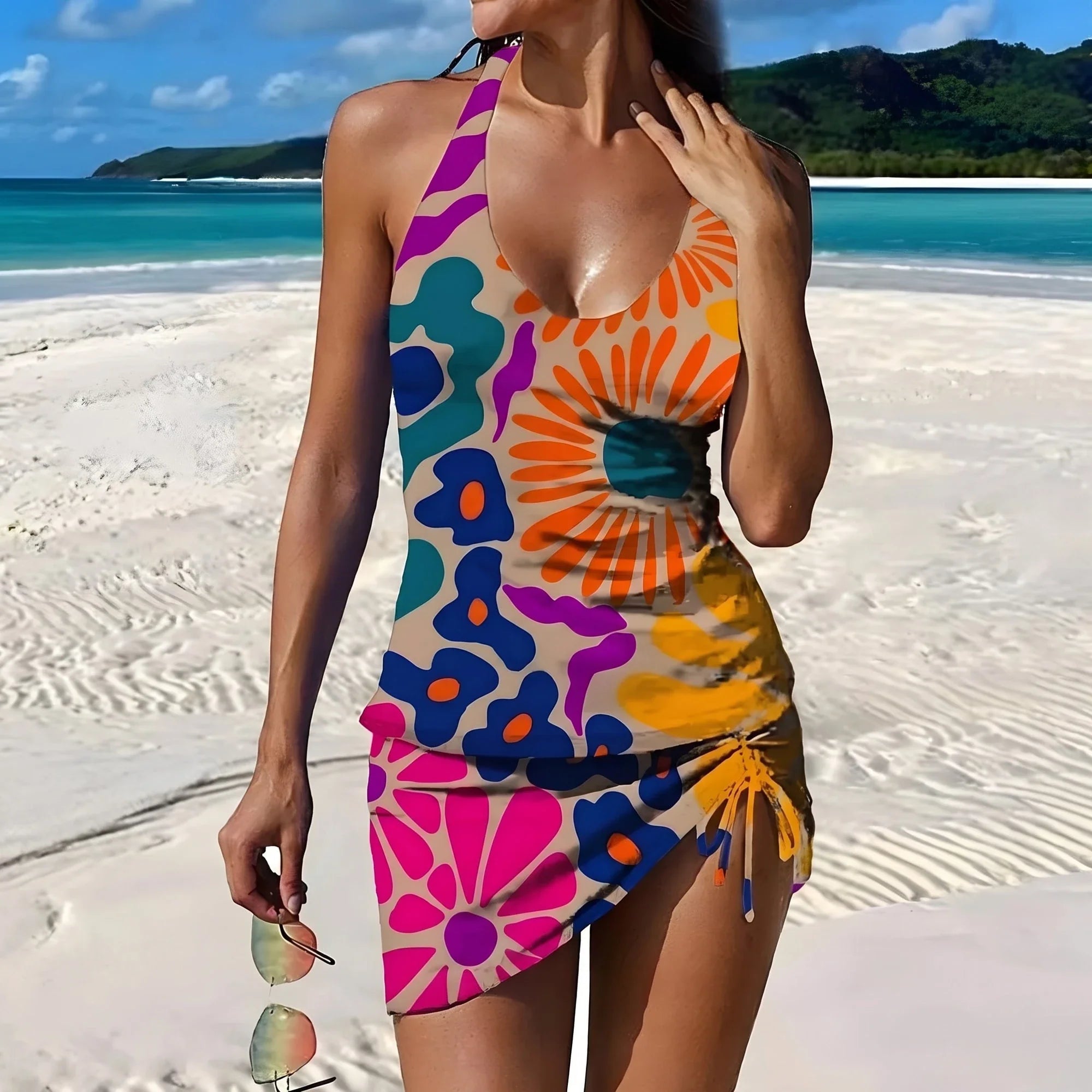 Freya | Graphic Floral Tankini with Shorts and Tummy Control
