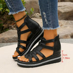 Gael | Multi-Strap Wedge Sandals with a Back Zip