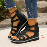 Gael | Multi-Strap Wedge Sandals with a Back Zip