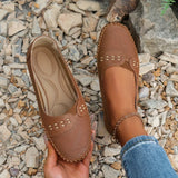 Dawn | Perforated Slip-On Flats with a Stitched Trim