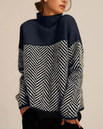 Sand Chevron High-Neck Jumper