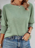 Fay | Round-Neck Blouse with Pleated Sleeves