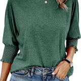Fay | Round-Neck Blouse with Pleated Sleeves