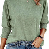 Fay | Round-Neck Blouse with Pleated Sleeves