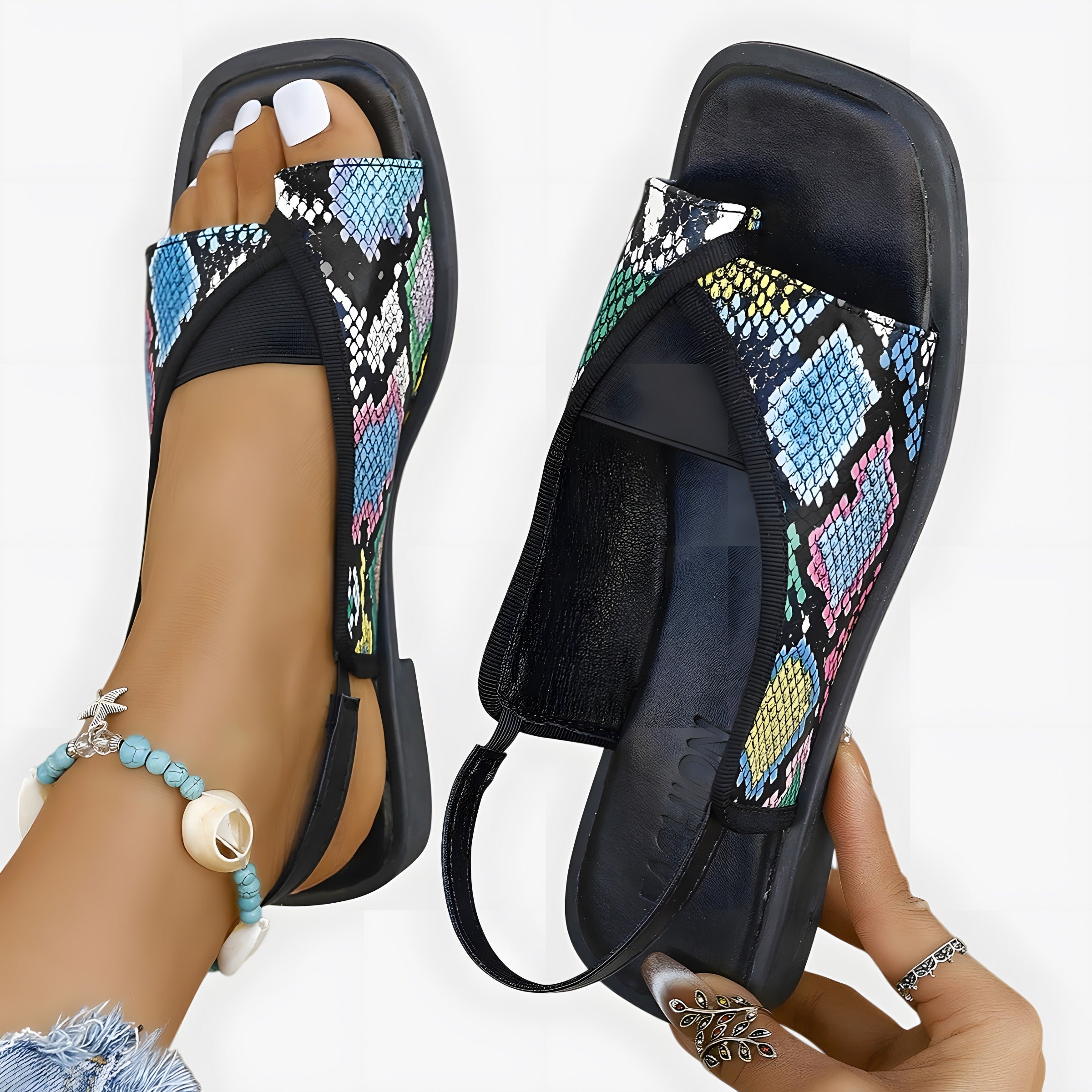 Caroline | Women's Trendy Orthopaedic Sandals Multicolour, photo studio