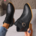 Bella | Ankle Boots with a Buckle Strap and Block Heel