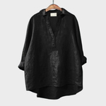 Elegant Summer Blouse in Black Linen