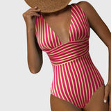 Supportive Striped One-Piece Swimsuit