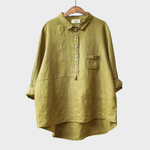 Elegant Summer Blouse in Olive Linen