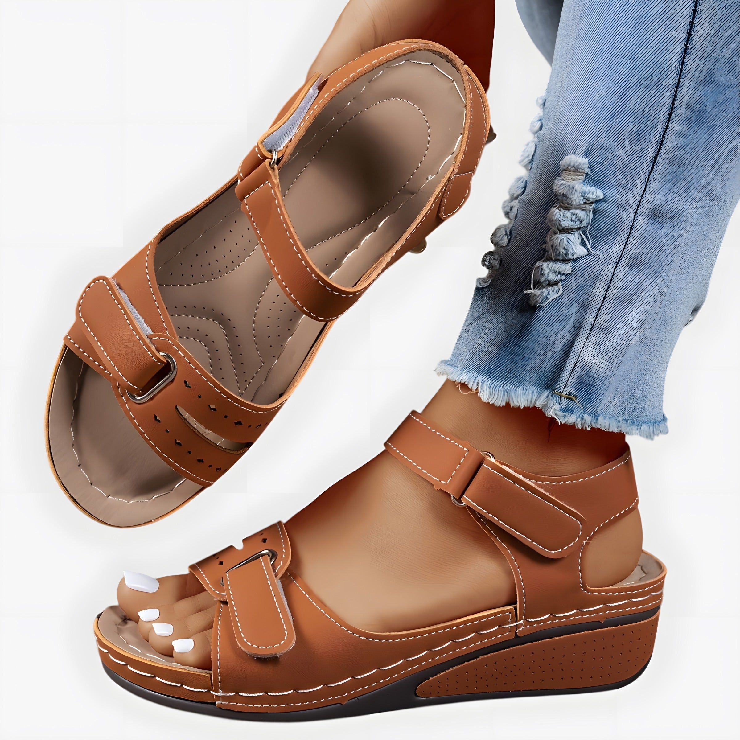 Hannah | Women's Supportive Orthopaedic Sandals Brown, photo studio