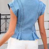 Sleeveless V-Neck Denim Top