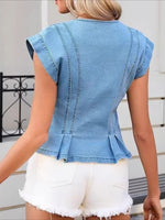 Sleeveless V-Neck Denim Top