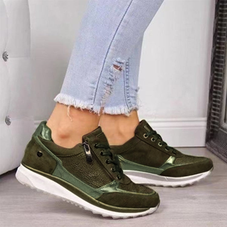 Clarisse | Orthopaedic Trainers with a Side Zip Green, photo studio
