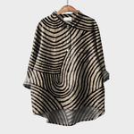 Elegant Summer Blouse in Black and Cream Zebra Swirl