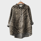 Elegant Summer Blouse in Black and Cream Zebra Swirl
