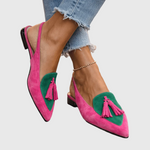Dorotea | Pointed-Toe Slingback Flats with Tassels