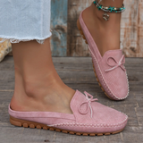 Erin | Perforated Backless Loafers with a Bow
