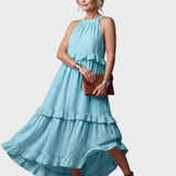 Kathleen | Open-Back Maxi Dress with Ruffles