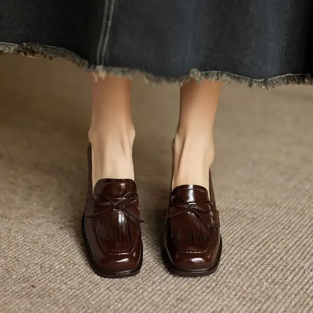 Patent Block-Heel Loafers