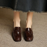 Patent Block-Heel Loafers
