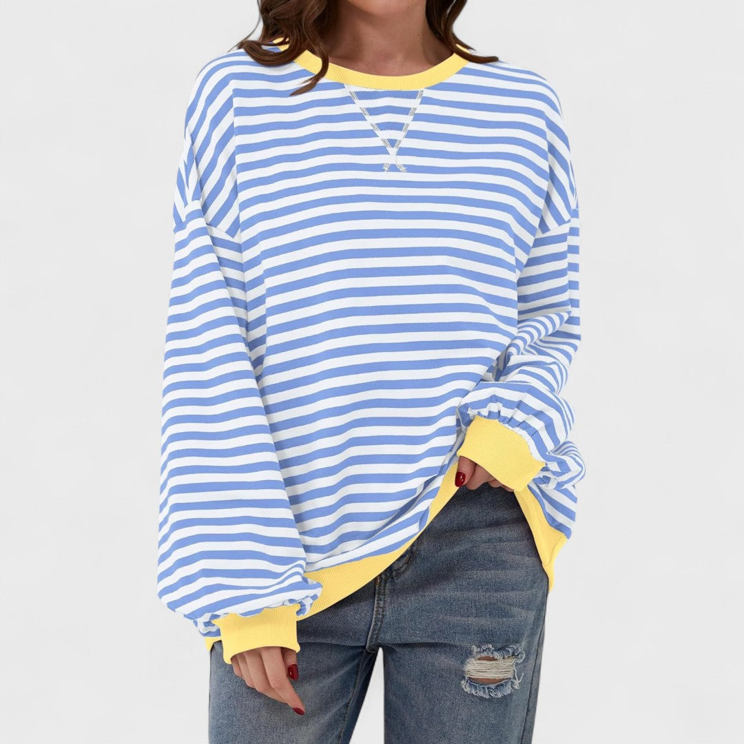 Contrast Collar Striped Jumper Blue, studio photo