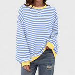 Contrast Collar Striped Jumper