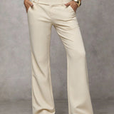 Camille | High-Waisted Wide-Leg Trousers with a Button Waist