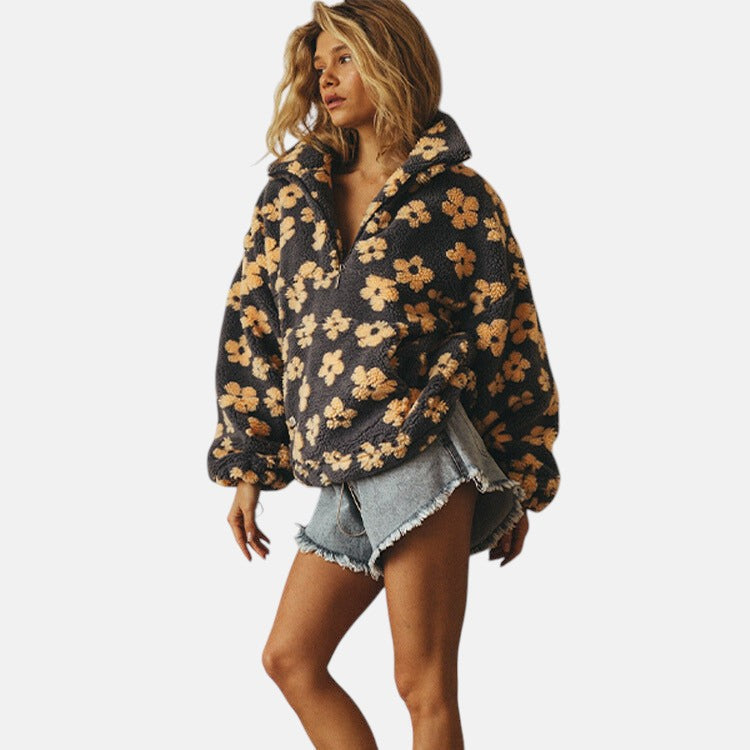 Floral Half-Zip Fleece