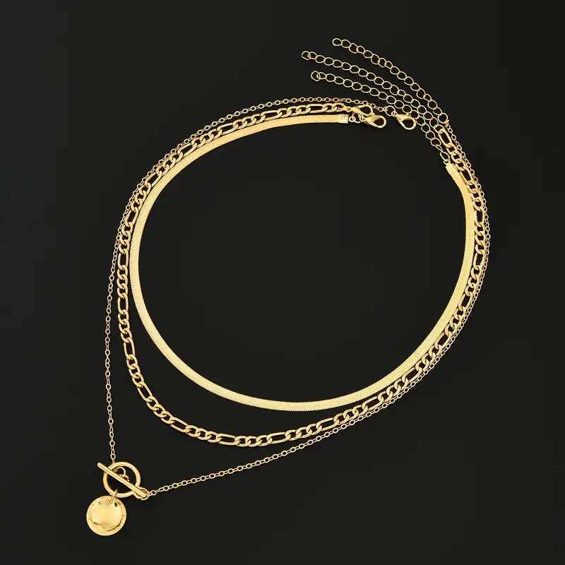 Ailish | Textured Coin Layered Necklace