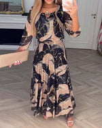 Fenella | Elegant Marble Print Maxi Dress
