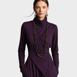 Tessie | Asymmetric Knit Turtleneck Maxi Dress