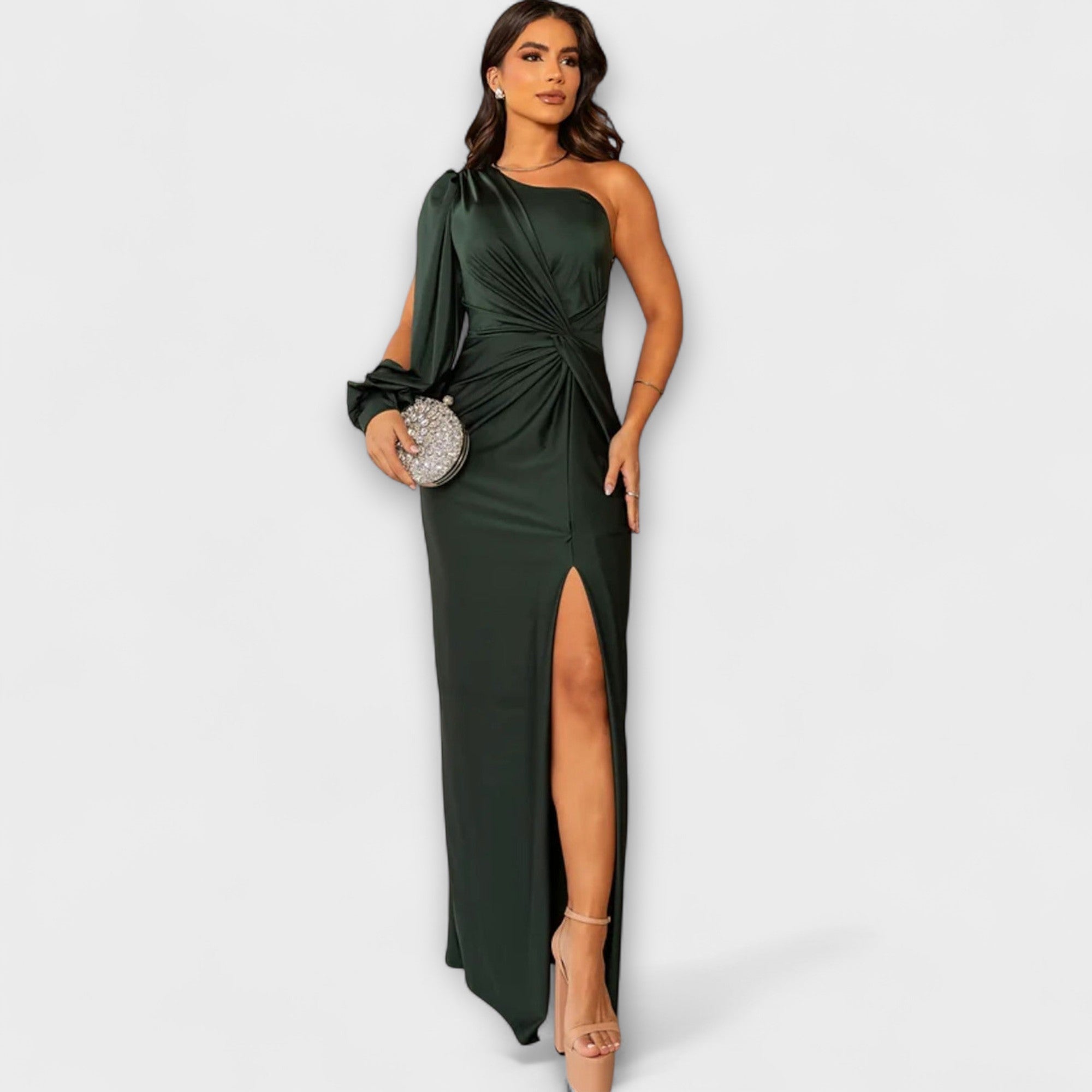Julie | Elegant Refined Dress Dark Green, photo studio