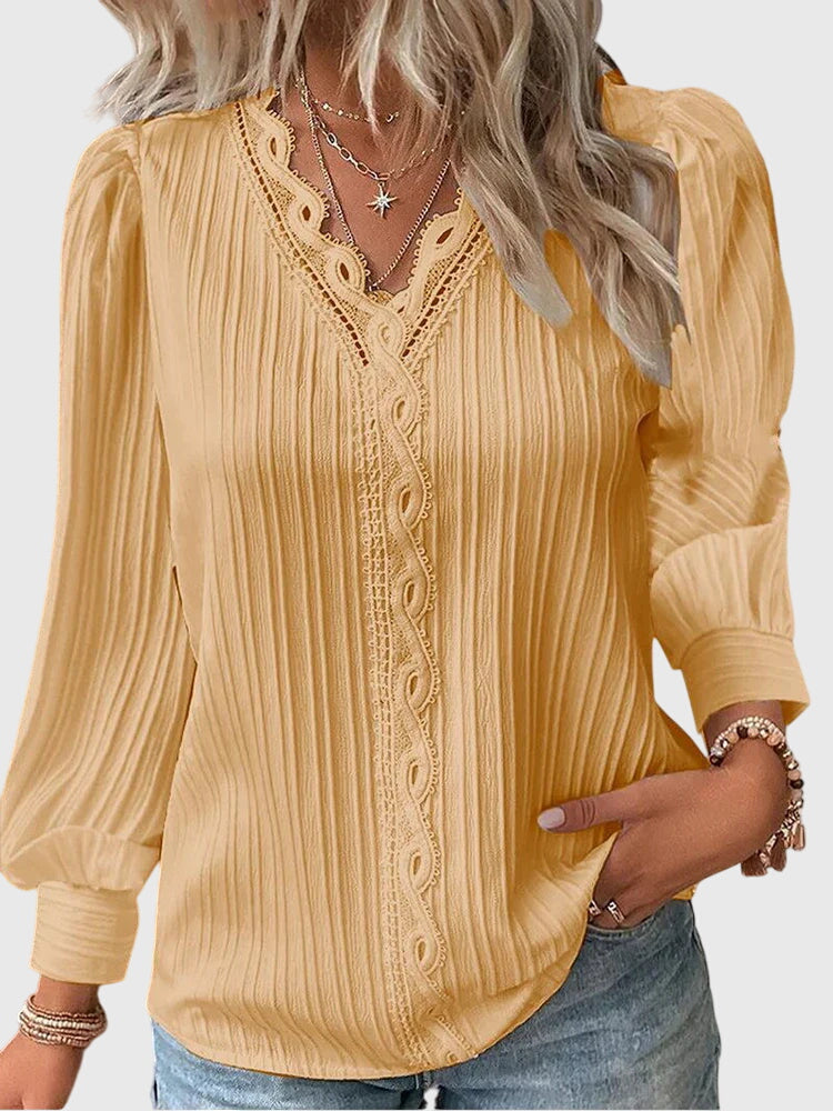 Bertie | Puff-Sleeve V-Neck Blouse Yellow, studio photo