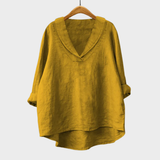 Elegant Summer Blouse in Mustard Linen