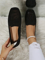 Nadia | Square-Toe Knit Flats
