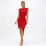 Mabel | Asymmetric Dress with Structured Shoulders