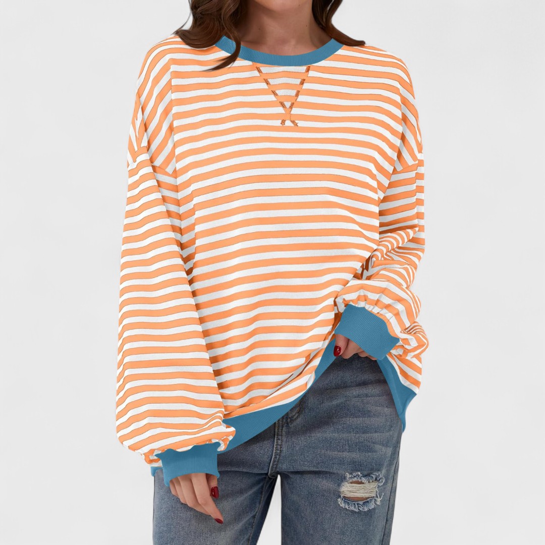Contrast Collar Striped Jumper Orange, studio photo