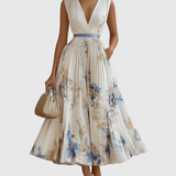 Amelia | Pleated Tie-Waist Maxi Dress