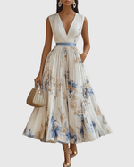 Amelia | Pleated Tie-Waist Maxi Dress