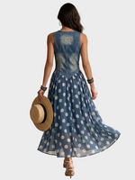 Veda | Denim Dress with Polka Dot Chiffon Hem