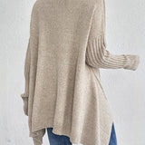 Long Split-Hem Turtleneck Jumper