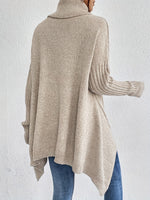 Long Split-Hem Turtleneck Jumper