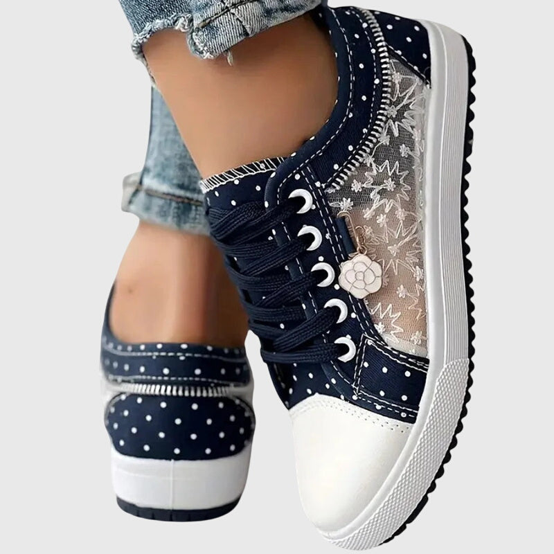 Albertine | Orthopaedic Sneakers with Embroidered Panels Sky Blue, photo studio