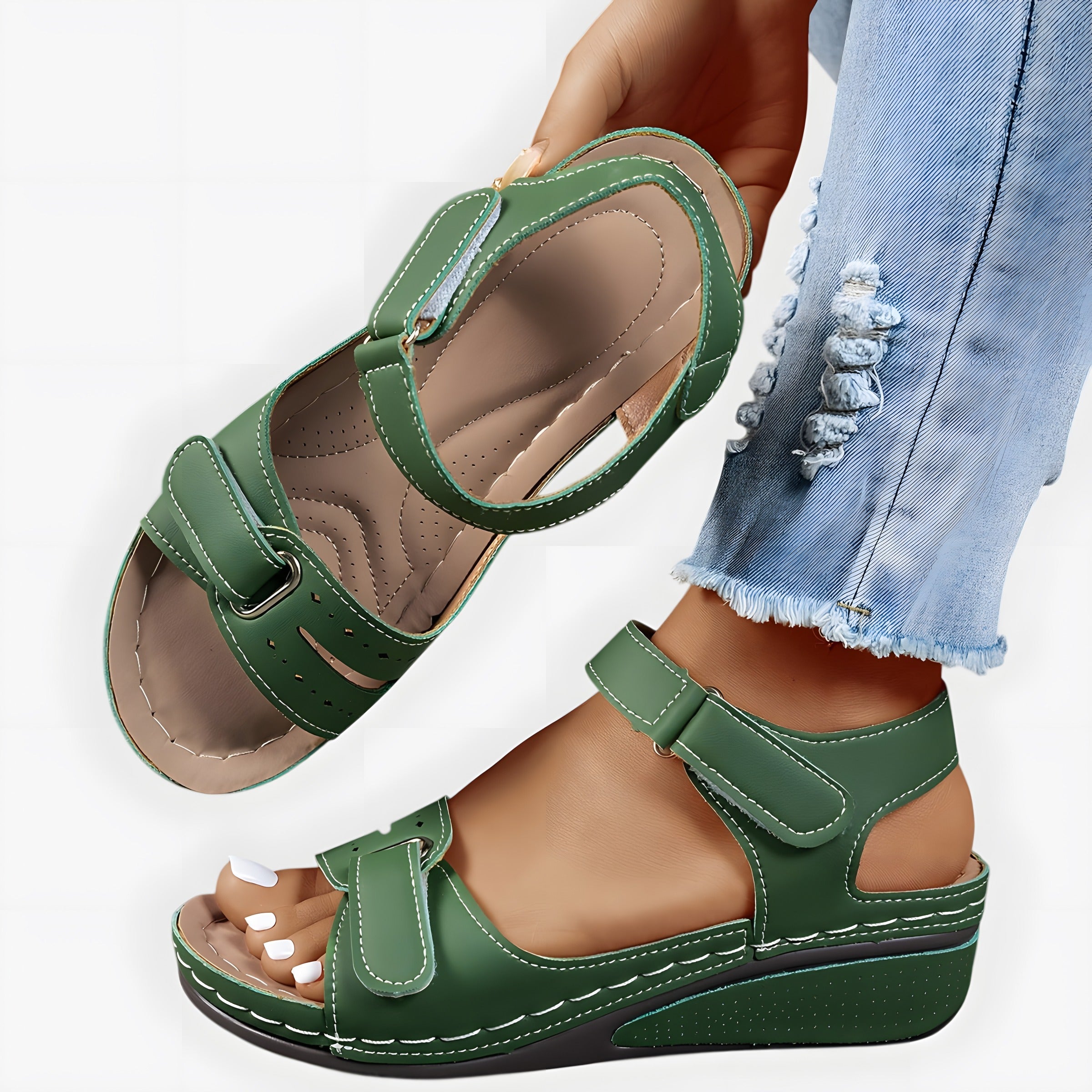 Hannah | Women's Supportive Orthopaedic Sandals Green, photo studio