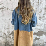 Two-Tone Long Denim Coat